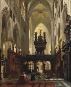 A Gothic Church Interior by Jules Victor Genisson