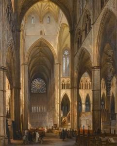 The Interior Of Westminster Abbey by Jules Victor Genisson