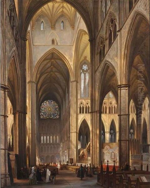 Figures In The Interior Of A Cathedral - view 1