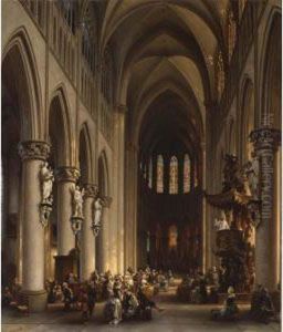 Figures Attending Mass by Jules Victor Genisson