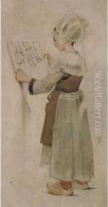 Jeune Bretonne Ecrivant by Henri-Jules-Jean Geoffroy (Geo)