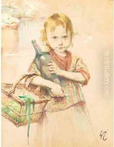 Petite Fille Au Panier by Henri-Jules-Jean Geoffroy (Geo)