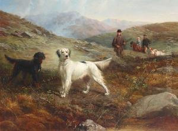 A Hunting Party With Setters On The Moors - view 1