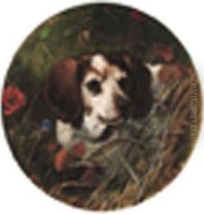 Earl A Beagle Ina Thicket Signed, Oil On Canvas 16in. Circular by George Earl
