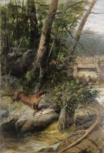 An Otter With A Fish On A Riverbank
