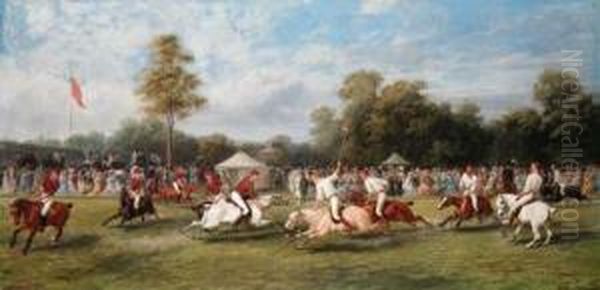 A Polo Match At Hurlingham
Between The Royal Horse Guards (theblues) And The Monmouthshire Team,
Played On 7 July 1878 - view 1