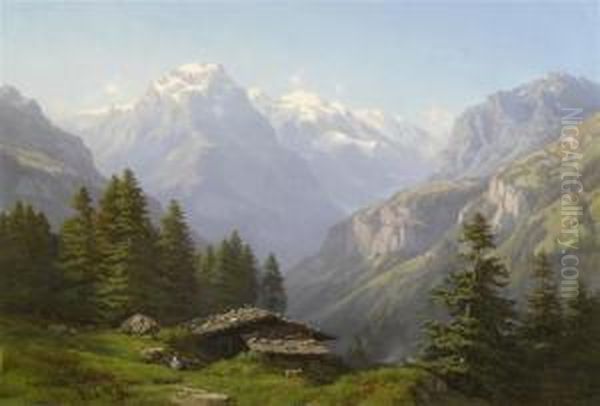Alpine Hut In The Swiss Mountains - view 1