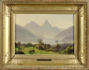 Landscape With A Lake And Mountains by Jean Philippe George-Juillard