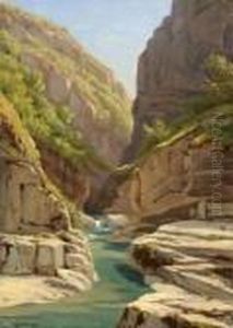 Pecheurs Dans Une Riviere De Montagne