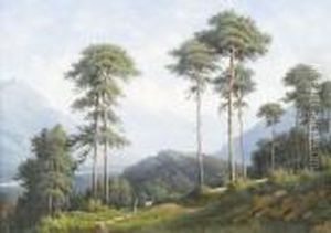 Der Pfynwald Im Rhone-tal Mit Bauerin Und Ziege.