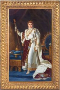 The Young Emperor Depicted In
His Grand Coronation Robe Standing Beside His Throne Chair With His Orb
And Scepter. by Baron Francois Gerard