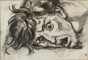 Tete D'homme, La Bouche Ouverte 
Et Les Yeux Ecarquilles (recto);femme Couronnee Assise, Les Bras Tendus 
En Avant (verso)