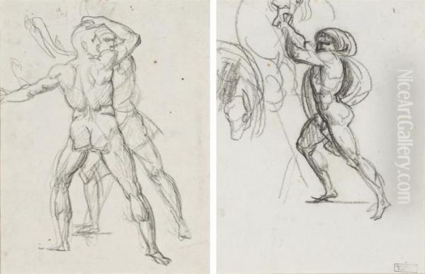Homme Nu Debout De Profil Vers La Gauche (recto); Deux Hommes Nus(verso) - view 1