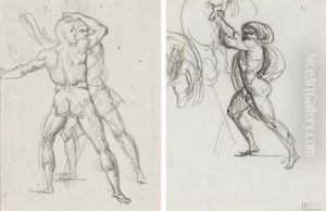 Homme Nu Debout De Profil Vers La Gauche (recto); Deux Hommes Nus(verso) by Baron Francois Gerard