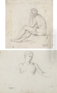 La Melancolie De Daphnis; Et Une Femme En Buste by Baron Francois Gerard