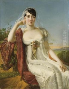Portrait D'une Dame Assise Dans Un Paysage by Baron Francois Gerard