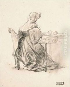 Femme Assise Devant Une Table Femme Assise Devant Une Table