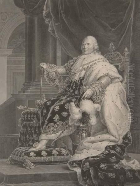 Louis Xviii En Habits Royaux Par Raphael-urbain Massard - view 1