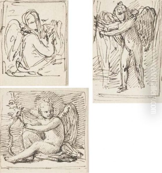 Un Putto Jouant De La Harpe - view 1