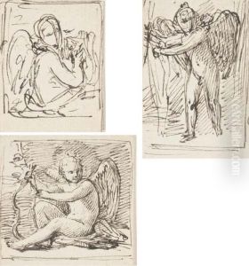 Un Putto Jouant De La Harpe by Baron Francois Gerard