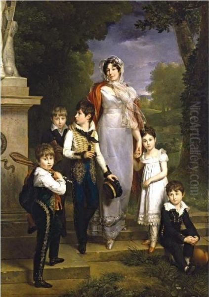 Portrait Of
Louise-antoinette-scholastique Geheneuc, Marechale Lannes, Duchesse De
Montebello, With Her Children - view 1