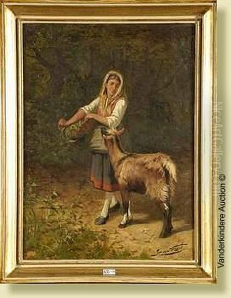 Jeune Fille Et Sa Chevre - view 1