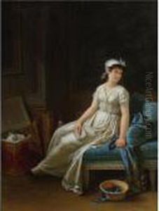 Seated Woman Reading A Letter by Marguerite Gerard