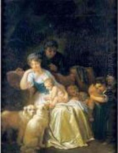 Une Famille Dans Son Jardin. by Marguerite Gerard