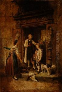 Genre Scenes Depicting Figures By Carved Stone Doorways Genre Scenes Depicting Figures By Carved Stone Doorways