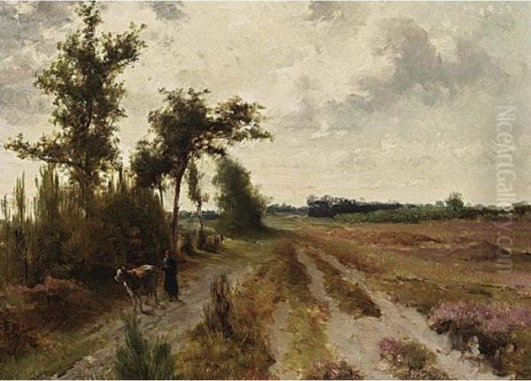 A Peasant Woman And Cow On A Path - view 1