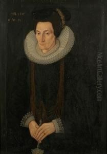 A Portrait Of Bridget, Lady 
Heveningham, Half Length, In Black Gown With Ruff And Lace Cuffs And 
Wearing Ornate Jewellery