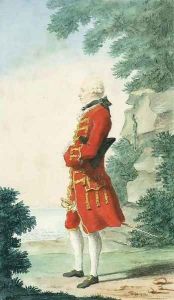 Sir John MacDonald standing in profile to the left by a Lake Sir John MacDonald standing in profile to the left by a Lake