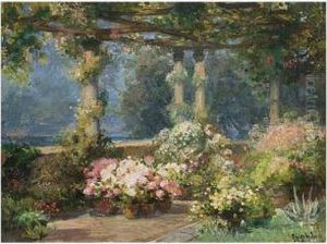 Gathering Flowers On The Terrace by Imre Gergely