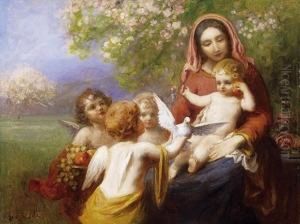 Madonna With Puttos by Imre Gergely