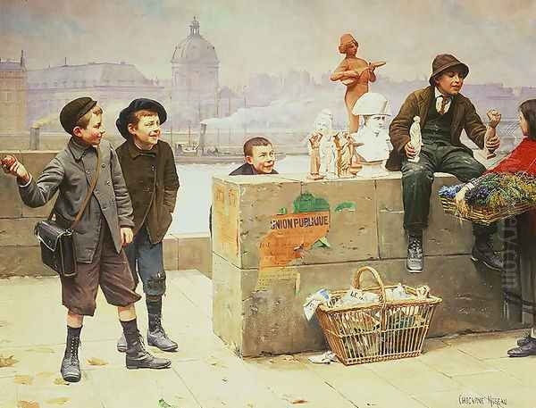 Young Pedlars on the Pont Des Arts, Paris - view 1