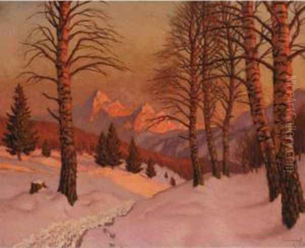 Sunset Over A Winter Landscape - view 1