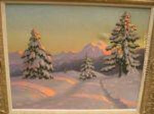 Guermachev Winter Sun On Snow Covered Landscape by Mikhail Markianovich Germanshev