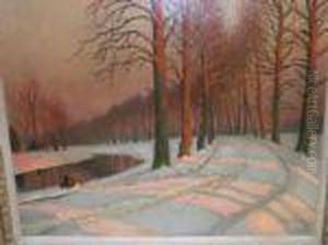 Guermachev Woodland Winter Scene by Mikhail Markianovich Germanshev