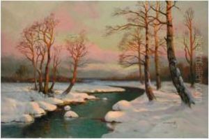 Winterliche Flusslandschaft by Michail Markianovic Germasev
