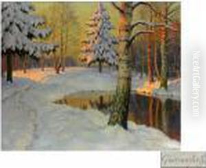 Winterliche Waldlandschaft by Michail Markianovic Germasev