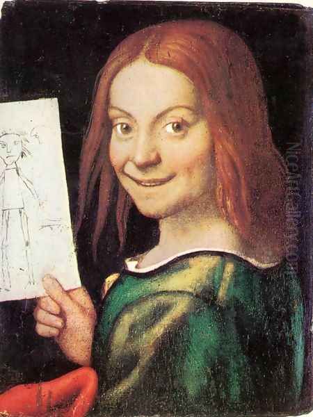 Read Headed Youth Holding A Drawing - view 1