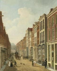 The Kalverstraat With The Nieuwe Kerk Beyond, Amsterdam by Hendrik Gerrit ten Cate
