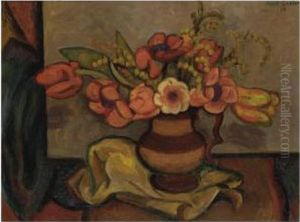 Tulips And Mimosa by Mark Gertler