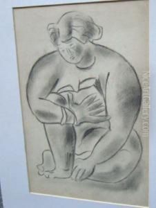 Study Of A Female Seated by Mark Gertler