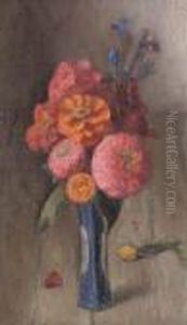 Still Life With Dahlias And Chrysanthemums by Mark Gertler