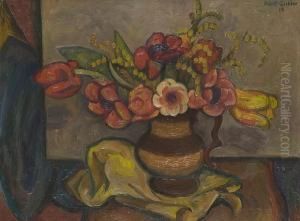 Tulips And Mimosa. by Mark Gertler