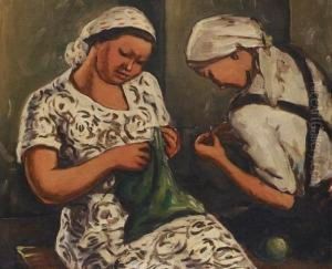 Native Women Knitting by Mark Gertler