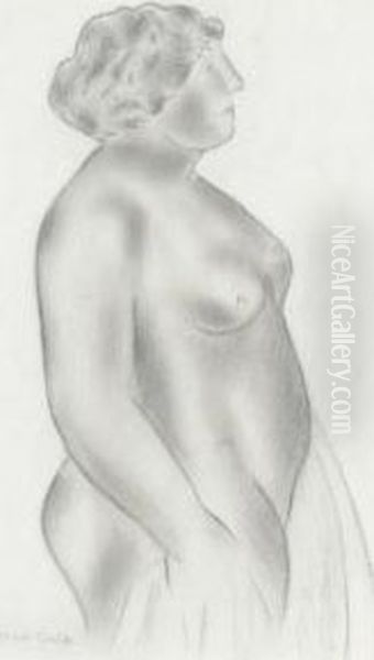 Standing Female Nude In Profile - view 1