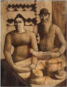 Rabbi And Rabbitzin by Mark Gertler