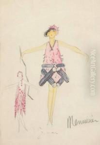 A Pencil And Watercolour Costume Design For Mistinguett by Charles, Carl Gesmar